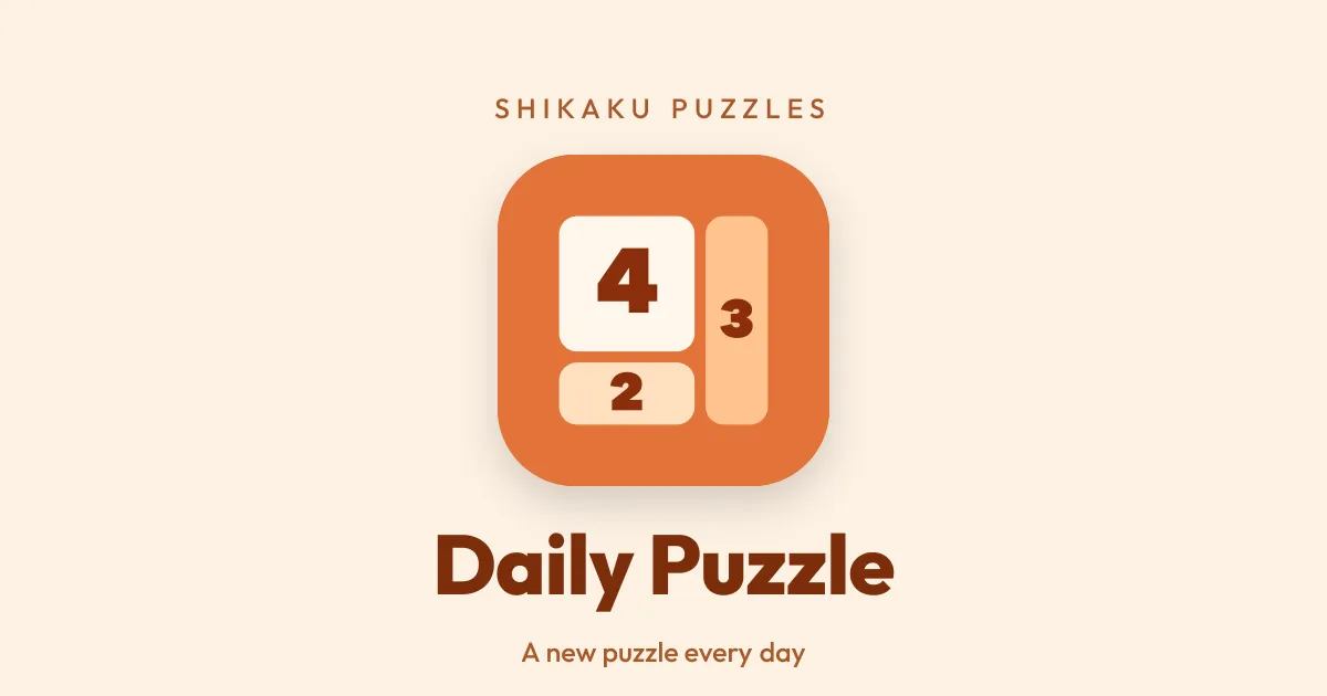 Shikaku Puzzles' Daily Puzzle card: the game's icon of rectangles numbered 4, 2 and 3 above 'A new puzzle every day'
