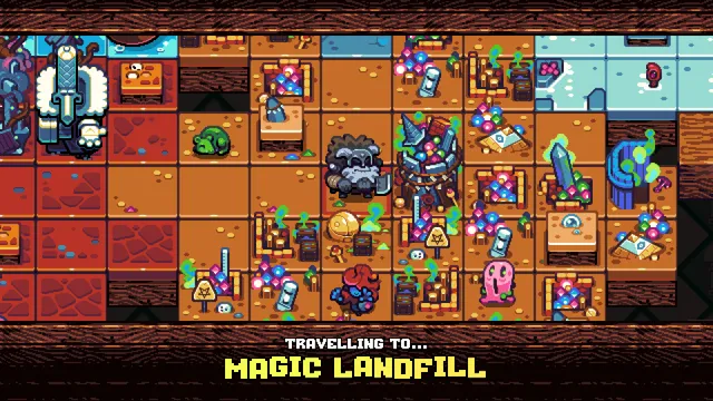 Shovel Knight Pocket Dungeon screenshot of the hero among falling enemy and item blocks
