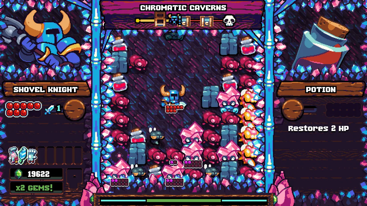 Shovel Knight Pocket Dungeon screenshot of a dungeon puzzle