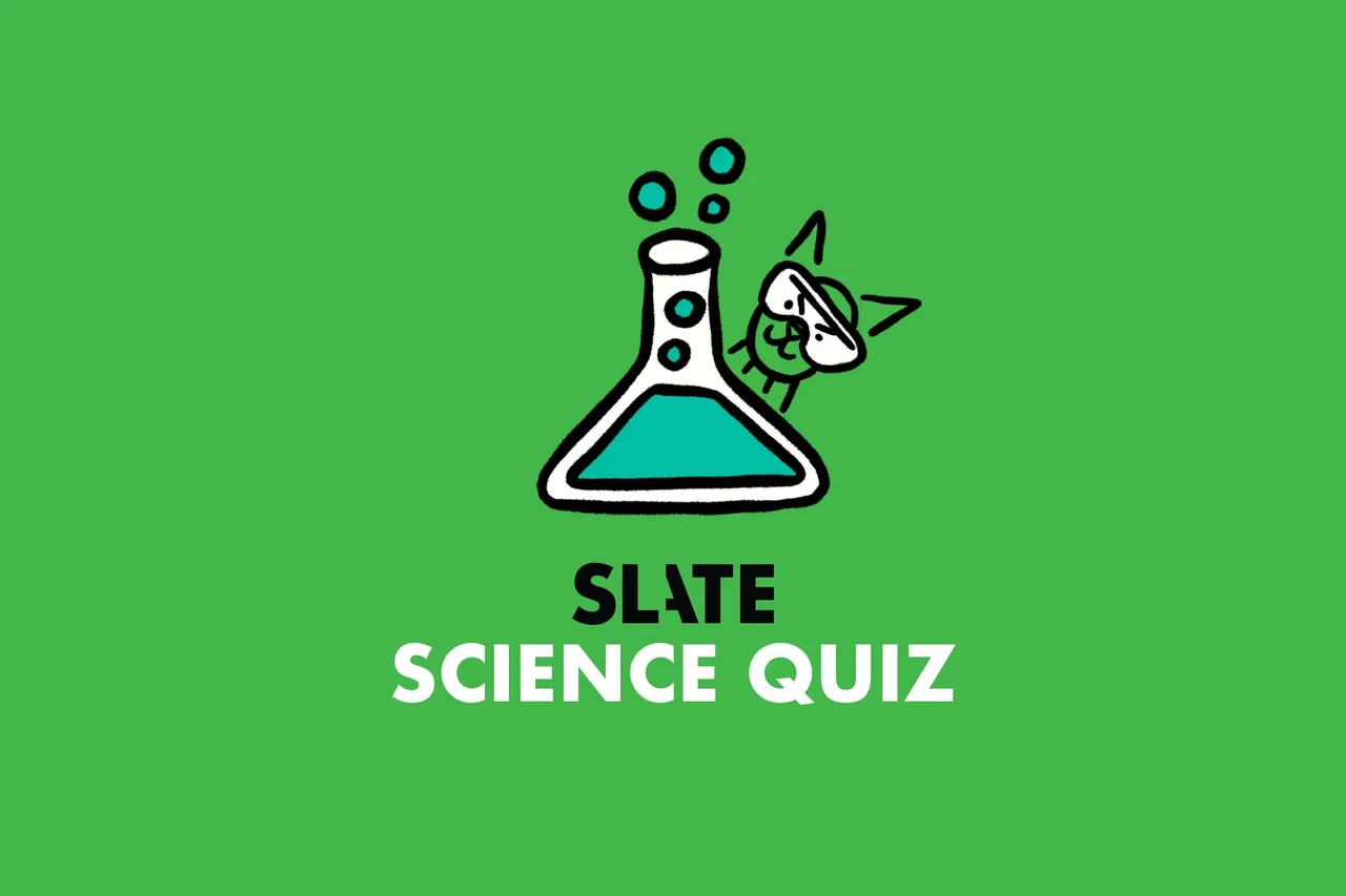 Slate Science Quiz title art: a cat in goggles behind a bubbling flask