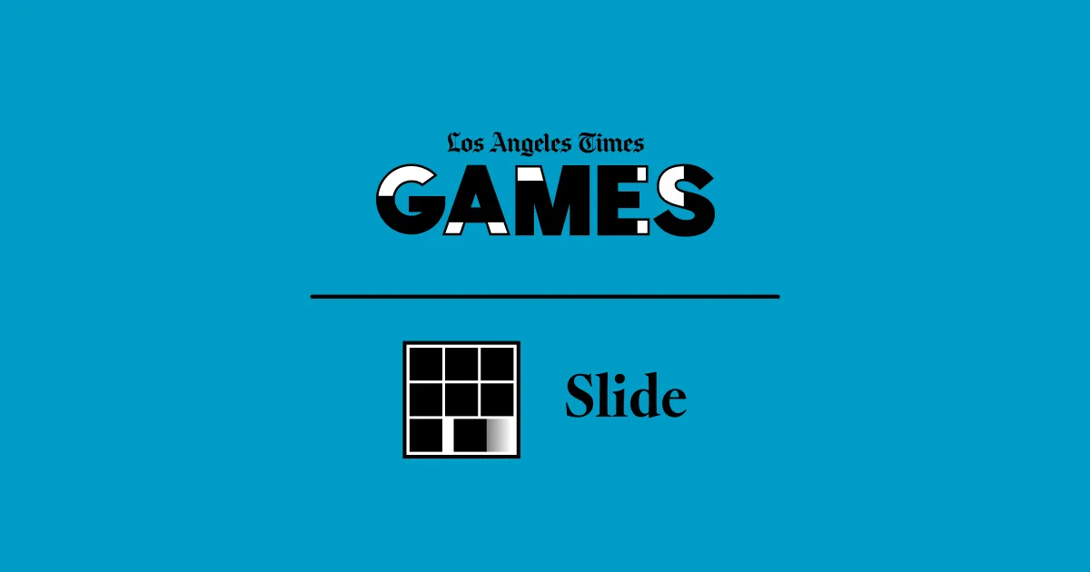 Los Angeles Times Games title card for Slide, with a sliding tile grid icon