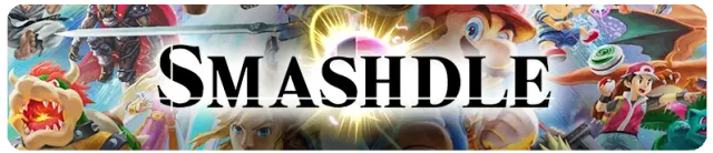 The Smashdle banner, the game's name over Super Smash Bros. fighters including Mario, Link and Bowser
