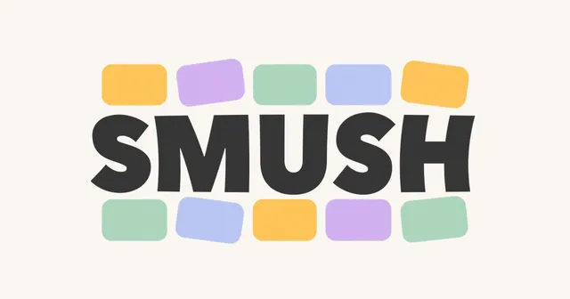 The Smush title card with rows of coloured letter tiles