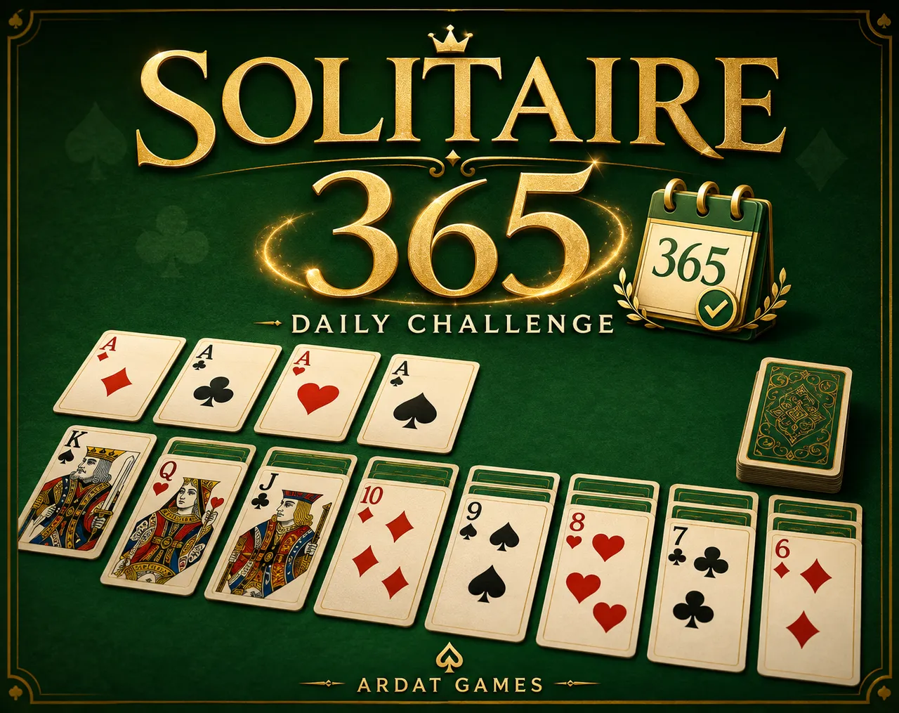 Solitaire 365 Daily Challenge title art with a calendar icon above a row of playing cards