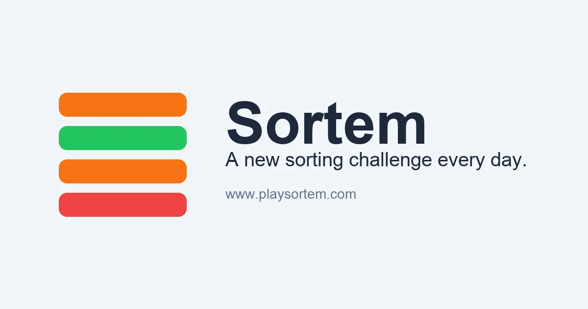 Sortem share art: four coloured bars beside the name Sortem and the line A new sorting challenge every day