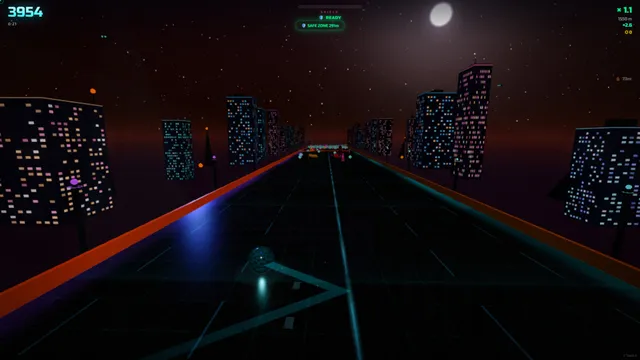 SPHERE ROLLER screenshot of a glowing sphere rolling down a neon track