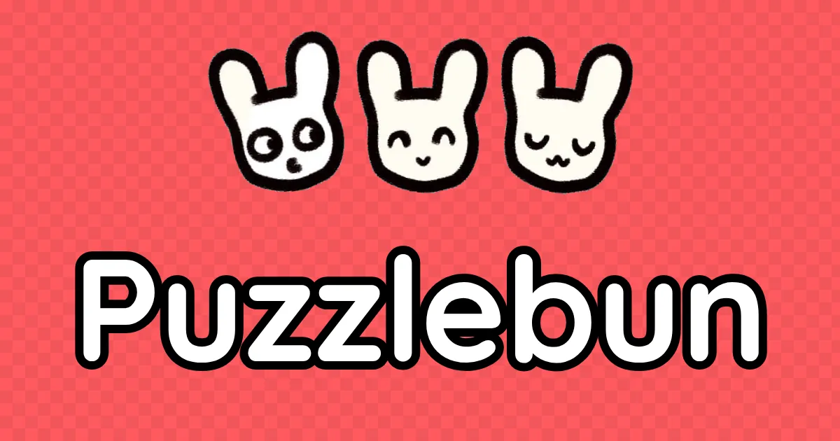 The Puzzlebun share card: three cartoon bunny faces above the name