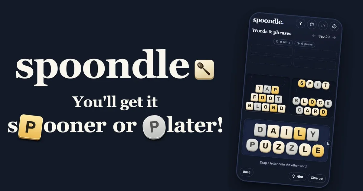 Spoondle share image with the game on a phone
