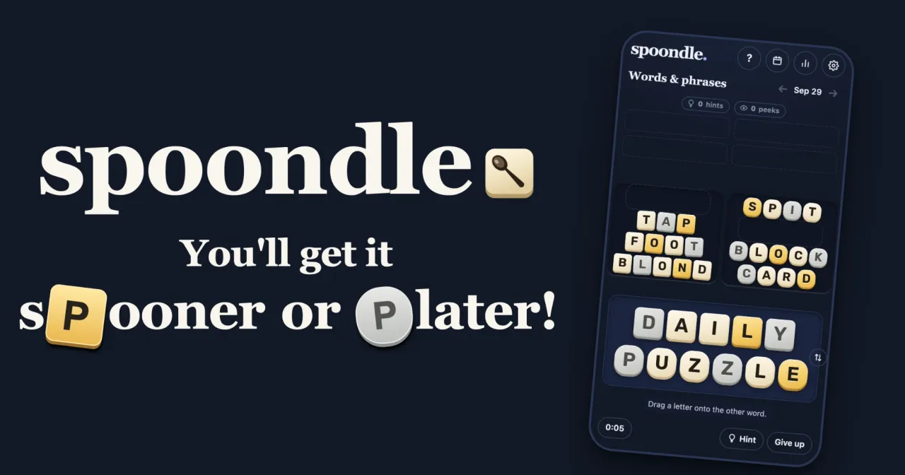 Spoondle title card: You'll get it spooner or plater