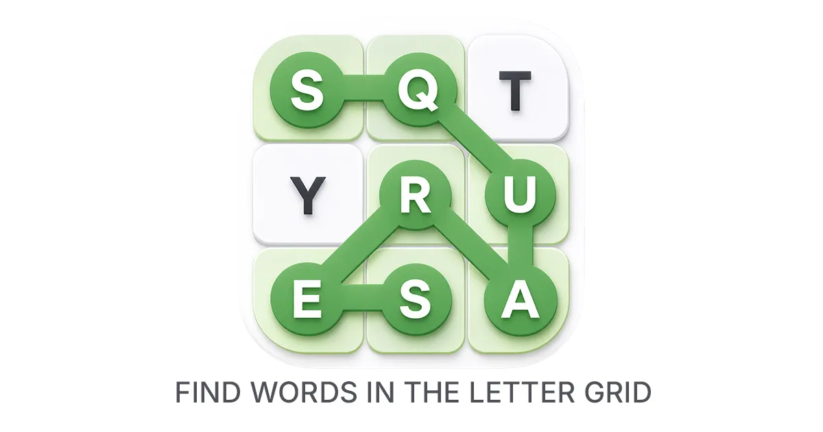 Squares artwork: a 3x3 letter grid with the word SQUARES traced through it