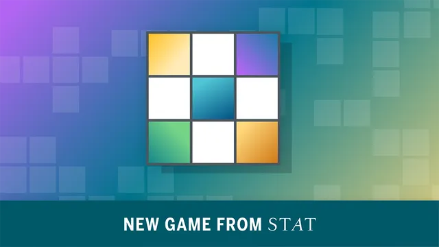 STAT Mini promo: a three by three grid of coloured and white squares, captioned New game from STAT