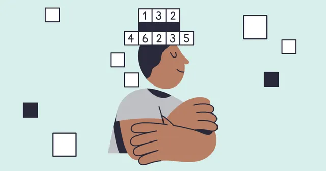 Illustration of a solver with Str8ts number rows above his head