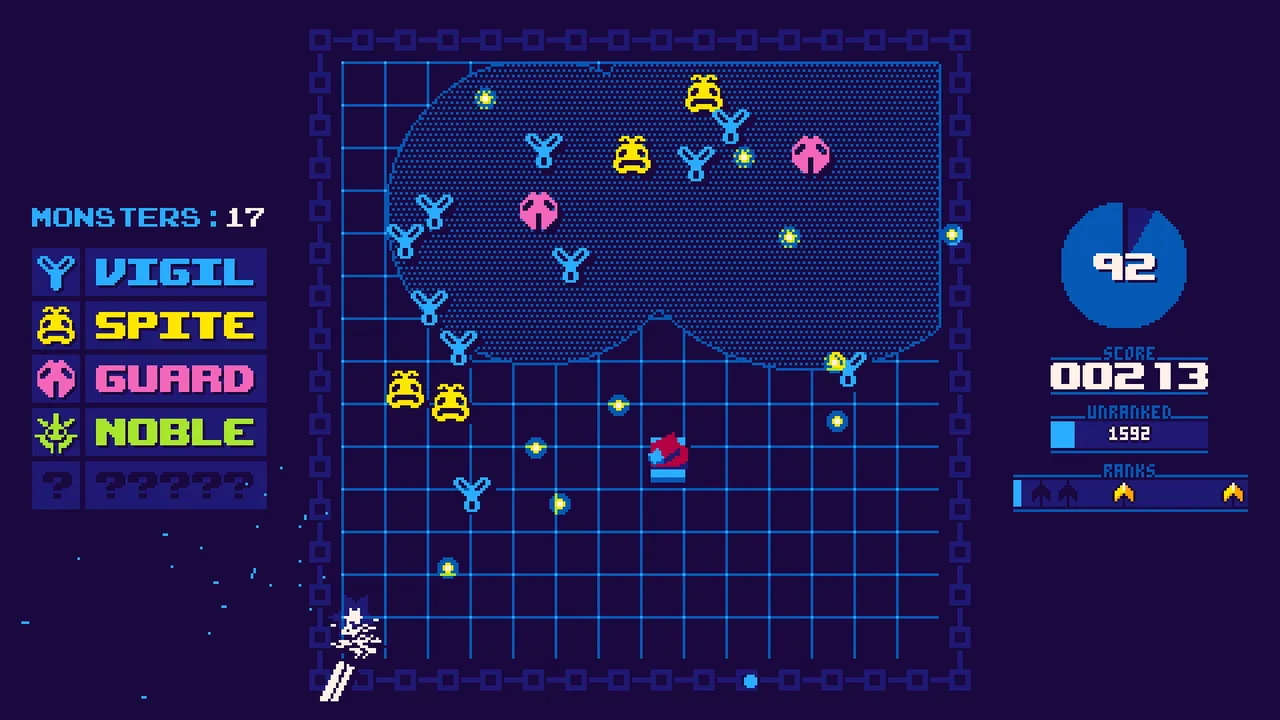 Stray Shot screenshot of a busy arena fight