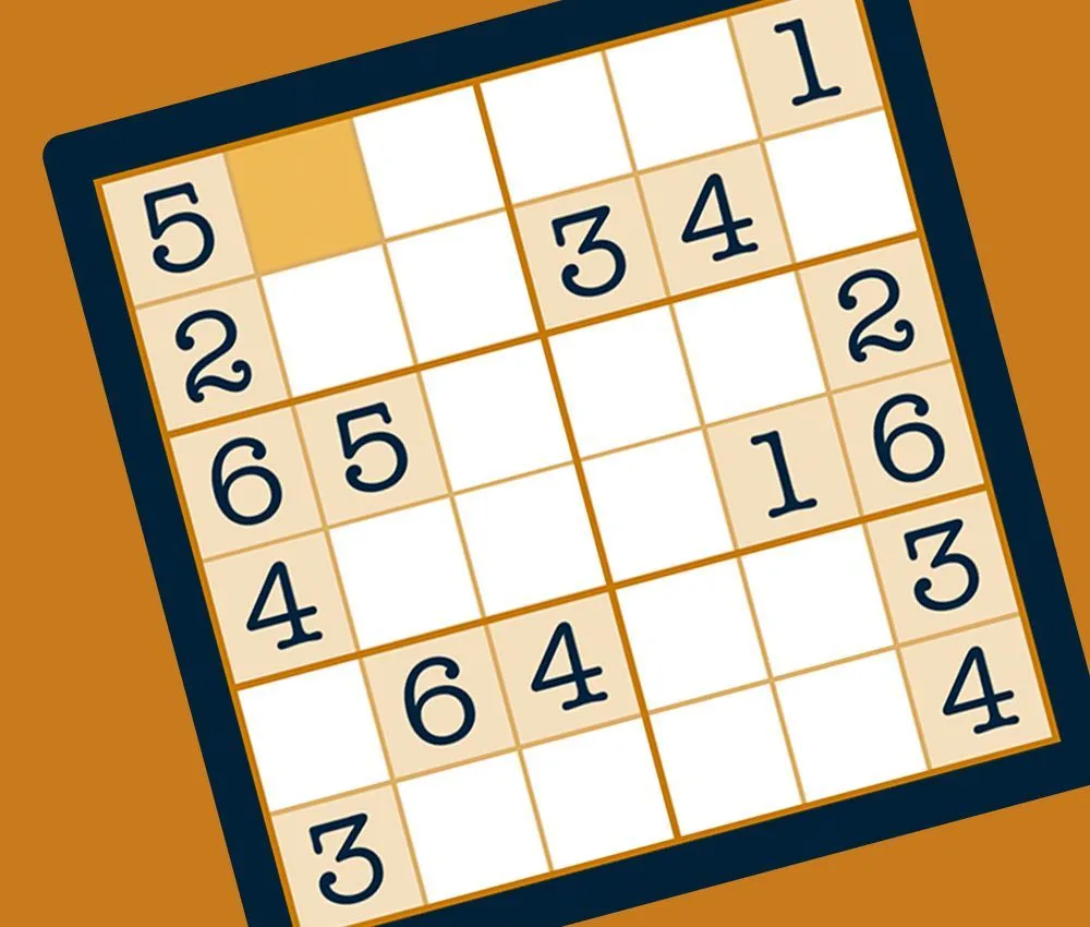 Sudoku Mini press art: a 6x6 sudoku grid with some digits given