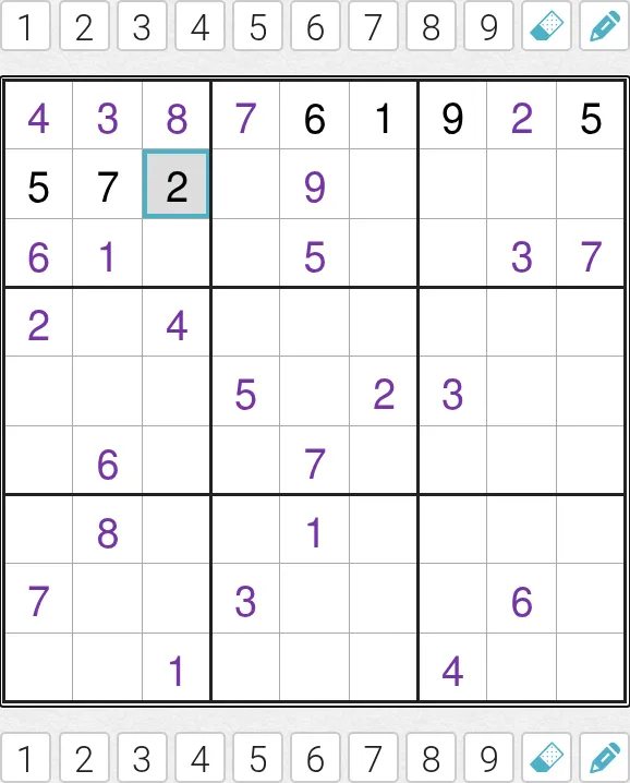 The Medium Sudoku grid for 28 October 2026 on PuzzleMadness, with the given digits in purple and the first row and part of the second filled in black