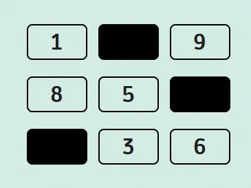 UOL Sudoku artwork: a three by three set of tiles with the numbers 1, 9, 8, 5, 3 and 6 and three black tiles