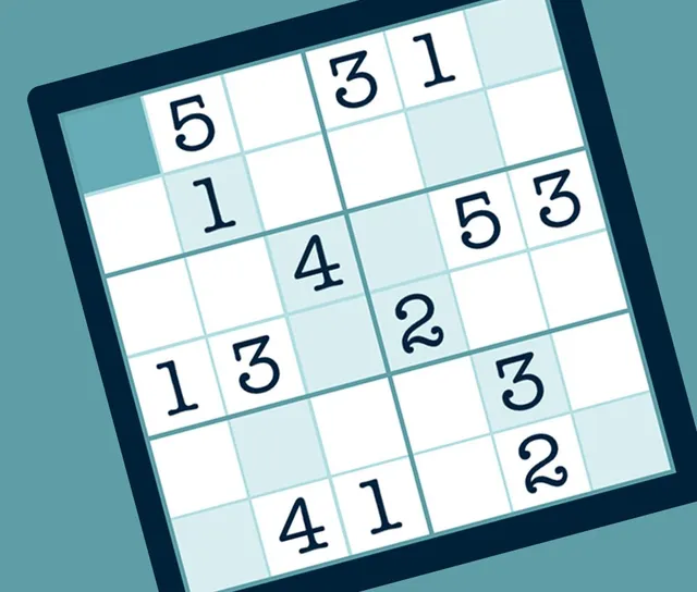 Sudoku X Mini press art: a 6x6 sudoku grid with its two diagonals shaded