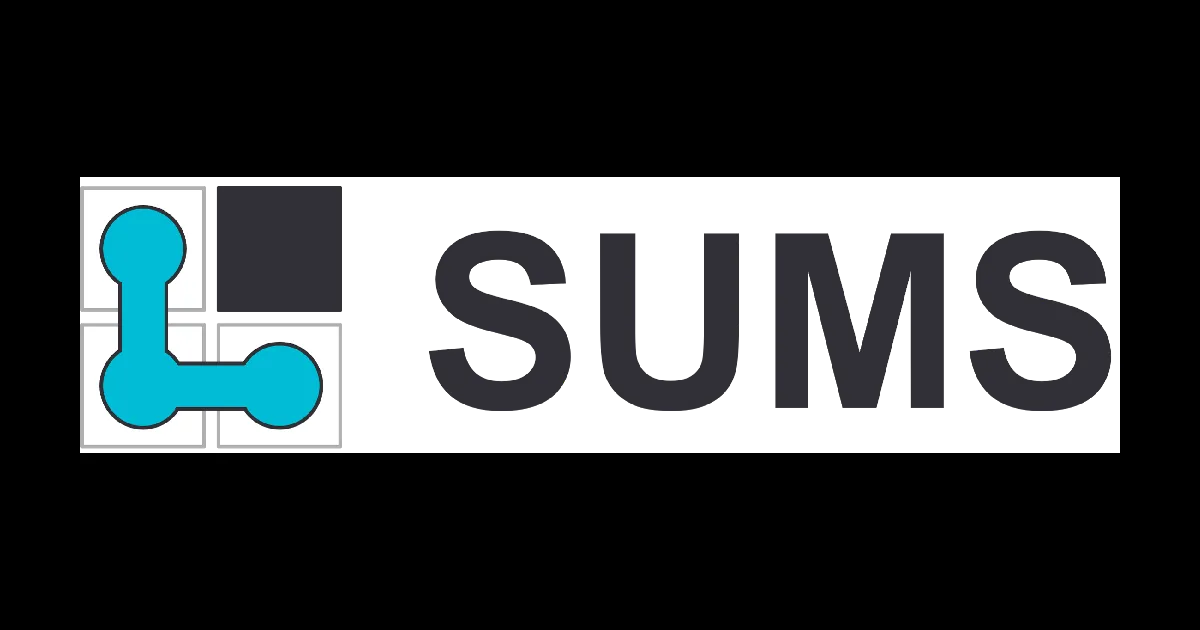 The SUMS logo: a cyan path across a small grid beside the word SUMS