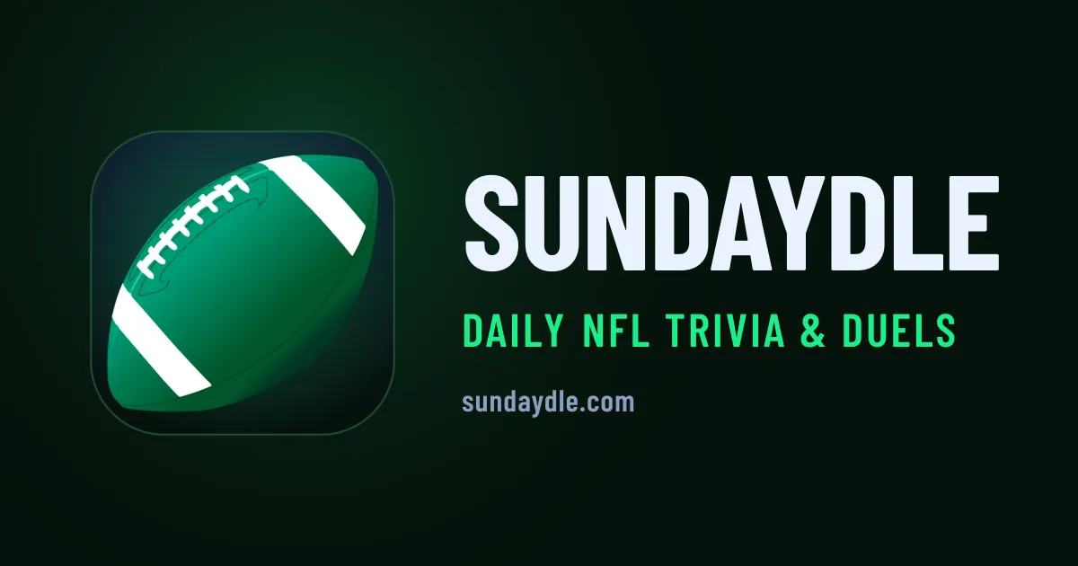 Sundaydle card with a green football and the words Daily NFL trivia and duels