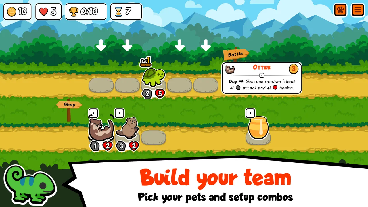 Super Auto Pets screenshot of two pet teams battling