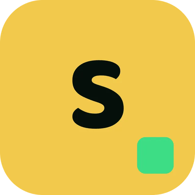 The Swahili Word League icon: a black letter S on a yellow tile with a small green square