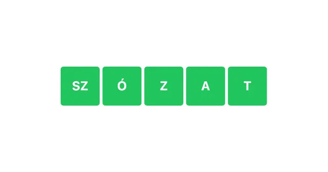 The Szózat card: the name in green tiles with SZ as one tile
