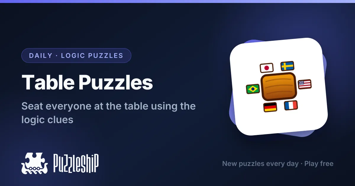 Table Puzzles daily puzzles on Puzzleship