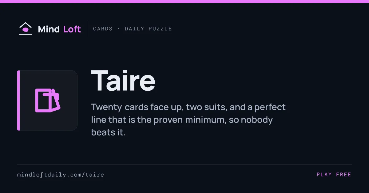 Taire title card from Mind Loft, with the game's icon, name and a one-line description