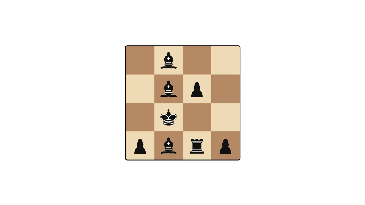 A Takes puzzle: a 4x4 board with bishops, pawns, a rook and a king