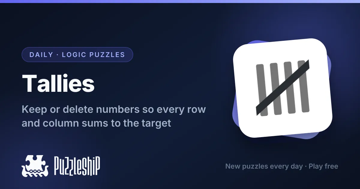 Tallies daily puzzles on Puzzleship