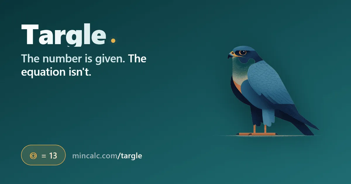Targle title art: an illustrated falcon beside the name Targle and the line The number is given, the equation isn't