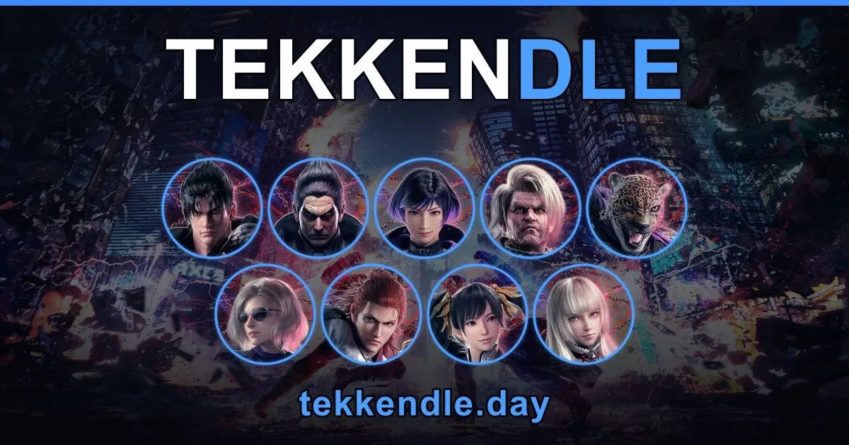 TEKKENDLE share art: the game's name over portraits of nine Tekken 8 fighters, with tekkendle.day below