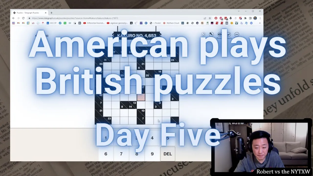Telegraph Kakuro No. 4,653 on the Telegraph Puzzles website, from a solver's YouTube video whose title covers part of the grid