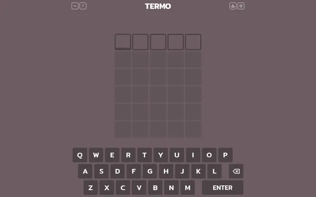 Termo on term.ooo: an empty six-row board of five-letter tiles under the TERMO title, above the on-screen keyboard