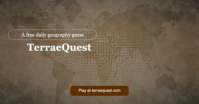 The TerraeQuest share card: the title over an old-style world map