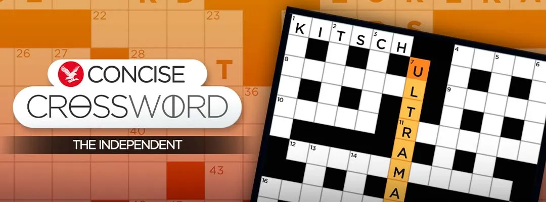 The Independent Concise Crossword title with a filled crossword grid
