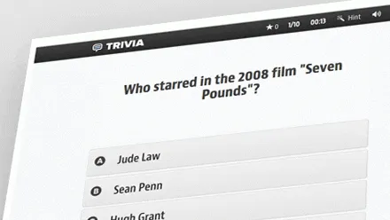 The New Daily trivia player showing a multiple-choice film question