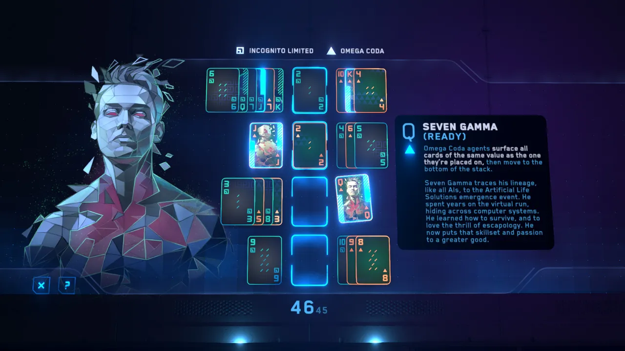The Solitaire Conspiracy screenshot of crew powers in play