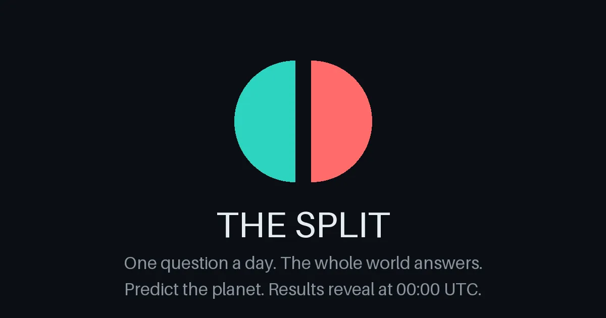 The Split's banner: a circle split into teal and red halves above the words THE SPLIT