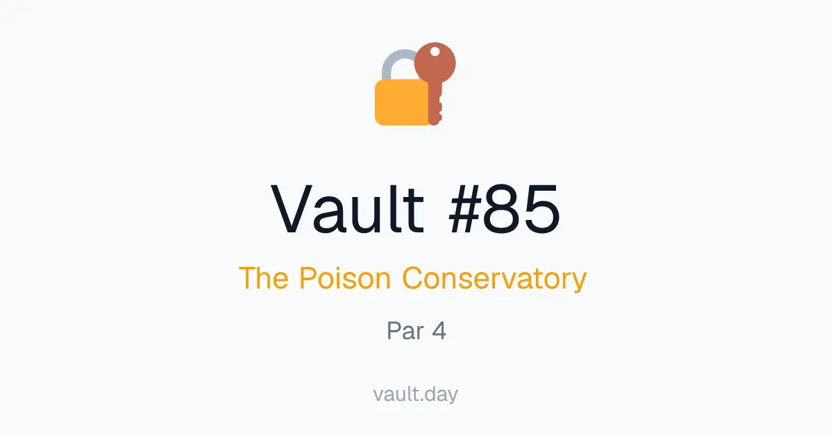 The Vault share card for Vault #85, The Poison Conservatory, par 4, with a padlock and key