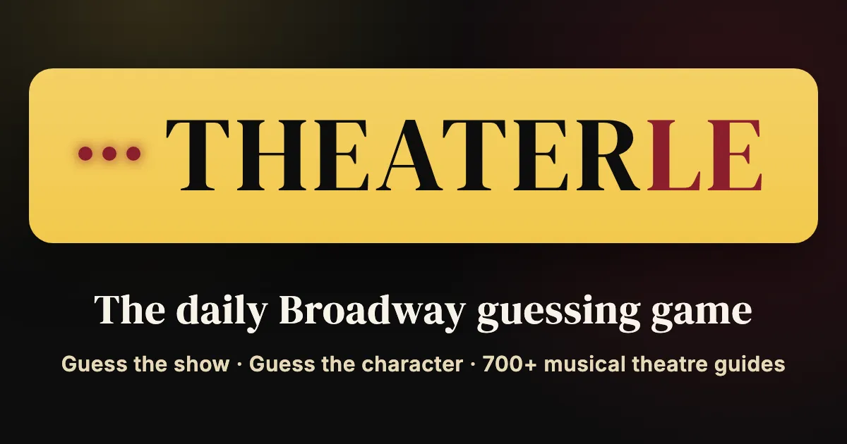 THEATERLE logo card: The daily Broadway guessing game, guess the show, guess the character