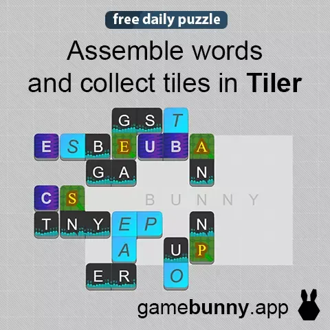 A Tiler board with coloured letter pieces such as GST, ESB, EUBA and EP being assembled into words