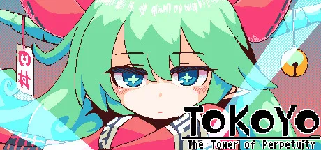 TOKOYO: The Tower of Perpetuity key art of a green-haired character with the game's logo