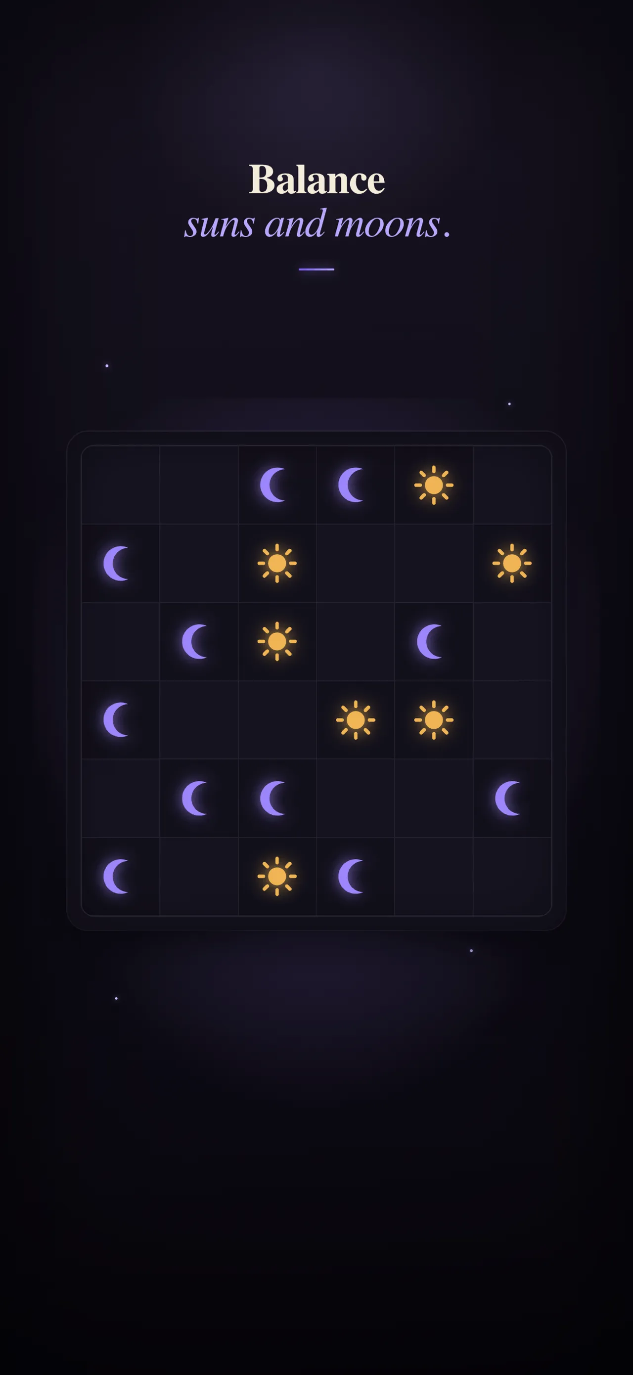 A Trifold Eclipse grid of suns and moons partly filled in