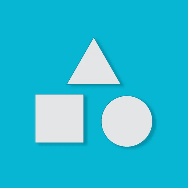 The Trio icon: a triangle, square and circle on blue