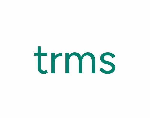 The trms logo: the word trms in green on white