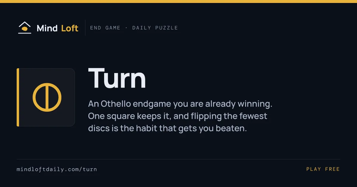 Turn title card from Mind Loft, with the game's icon, name and a one-line description