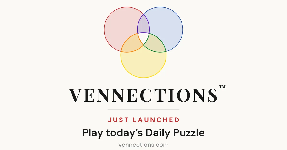 The Vennections card: three overlapping circles above the title and Play today's Daily Puzzle