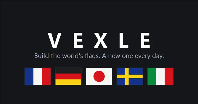 Vexle title card with the flags of France, Germany, Japan, Sweden and Italy