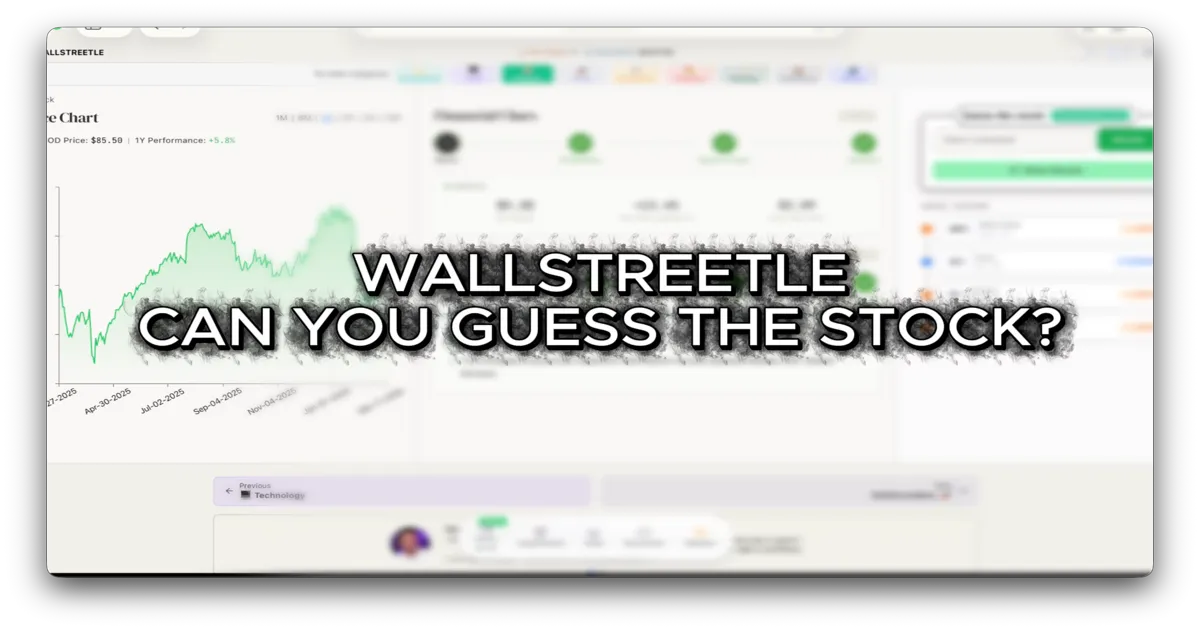 Wallstreetle price chart behind the words Can you guess the stock?